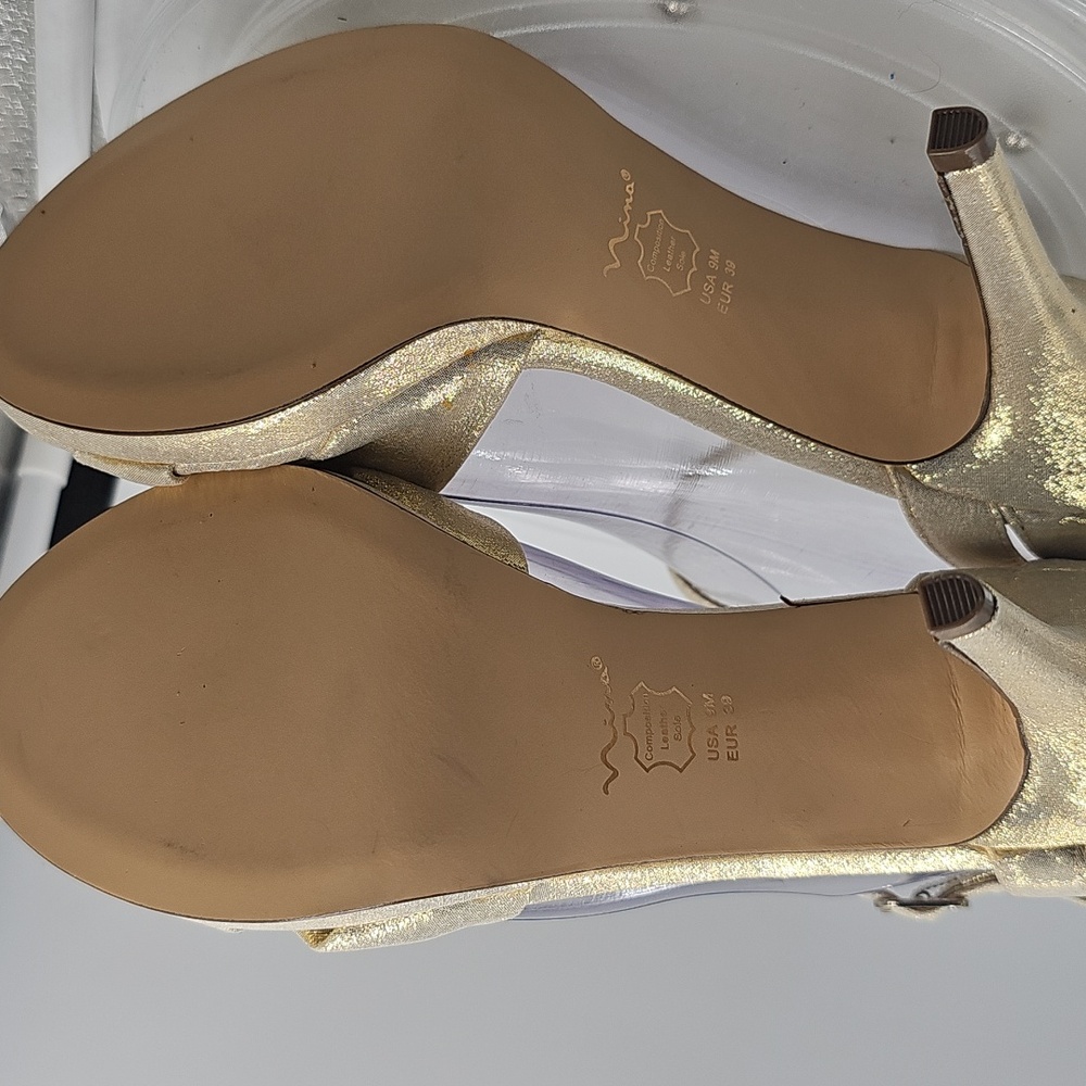 K NINA WOMENS SIZE 9m GOLD 4” HEELS - Picture 10 of 11